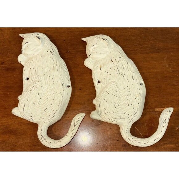 Unbranded Other - 2 - ADORABLE Cat / Kitten Cast Iron Coat Towel Hat Hooks Leash Hangers 8 1/2”
